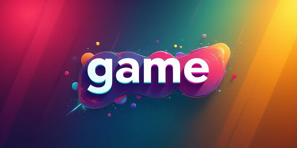 a colorful background with the words'game'and'logo'on it, with a red, blue, and yellow background, B