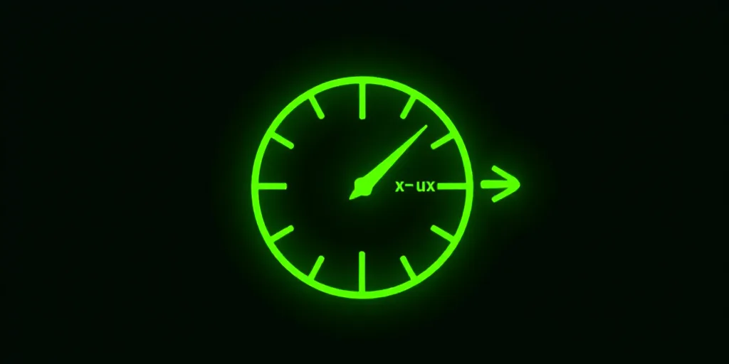 a green clock with the words x - ux on it and a black background with a green arrow, Ceferí Olivé,