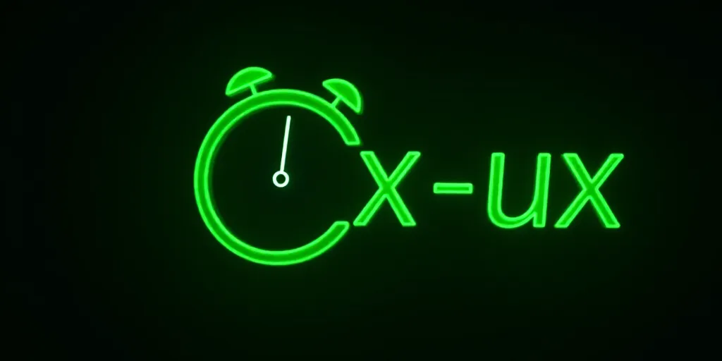 a green clock with the words x - ux on it and a black background with a green arrow, Ceferí Olivé,