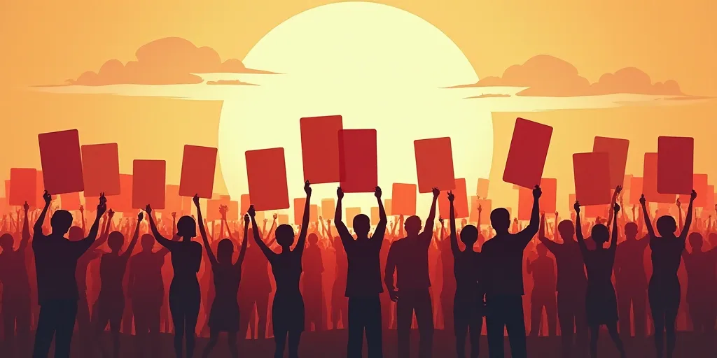 a group of people holding up signs and standing together in a row with their hands up in the air, Bo