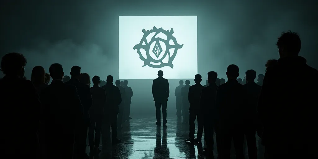 a group of people standing on a stage in front of a screen with a logo on it and a man in a suit, Ca