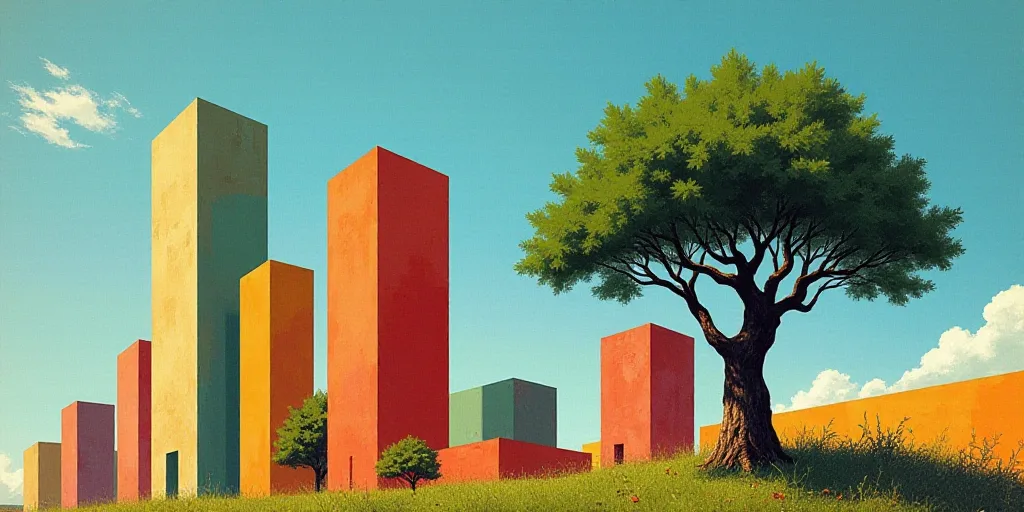 a group of tall buildings with a sky background and a tree in the foreground with a blue sky, David