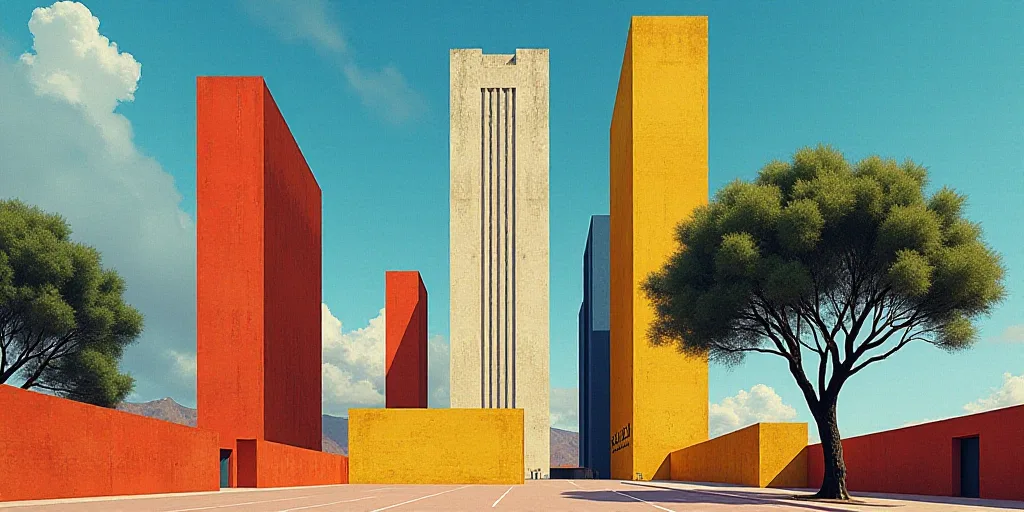 a group of tall buildings with a sky background and a tree in the foreground with a blue sky, David