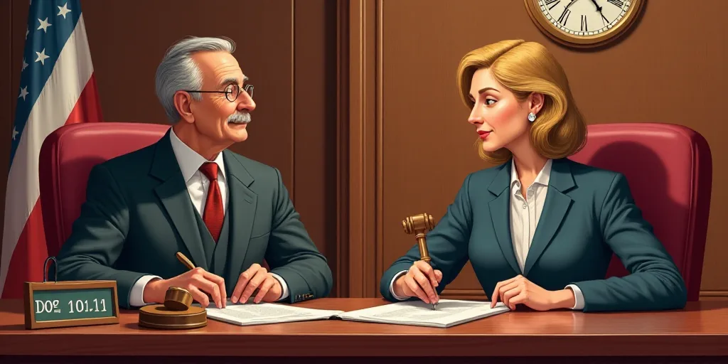 a judge and a judge's desk with a clock, calendar, and a judge's gavel, Bela Čikoš Sesija, extreme