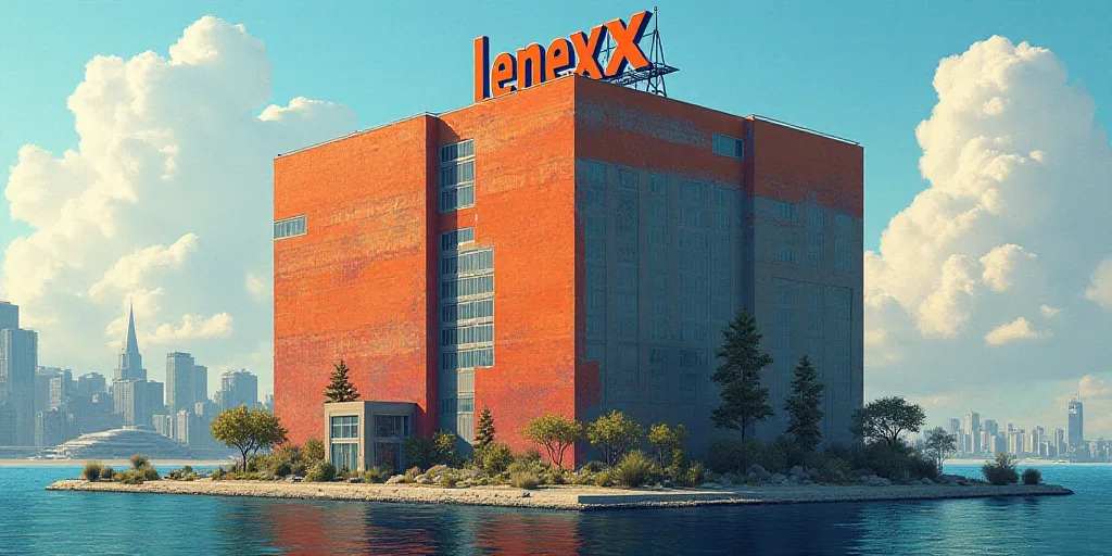 a large building with a sign on top of it that says lenexx on the side of it, Félix Ziem, oil, a di