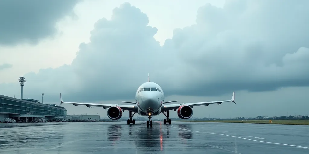 a large jetliner sitting on top of an airport runway next to a building and a sky background with cl