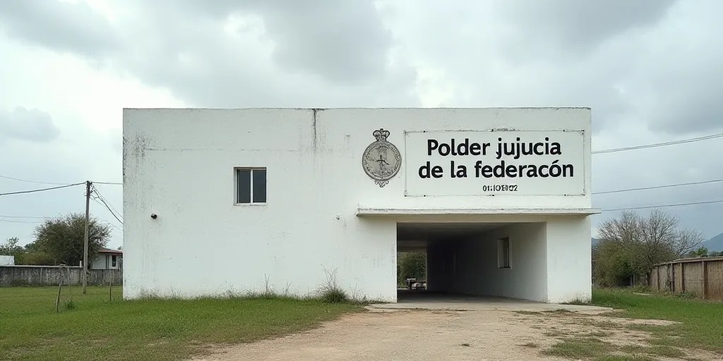 a large white building with a sign on it's side that says polder jujucia de la federacion, Federico