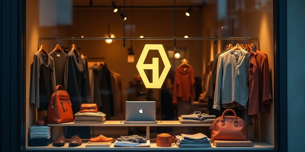 a logo for a company that sells accessories and accessories for sale in the store's storefront windo