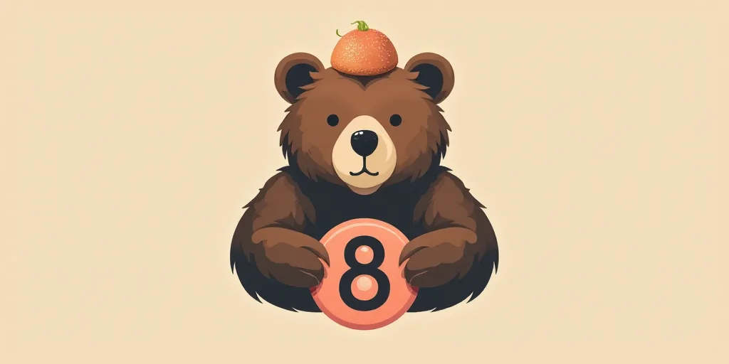 a logo for a restaurant with a bear on it's head and the number 8 on the front, Emma Ríos, logo, a