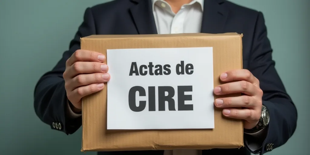 a man holding a large plastic box with a sign on it that says actas de cire nivel presidential tequi