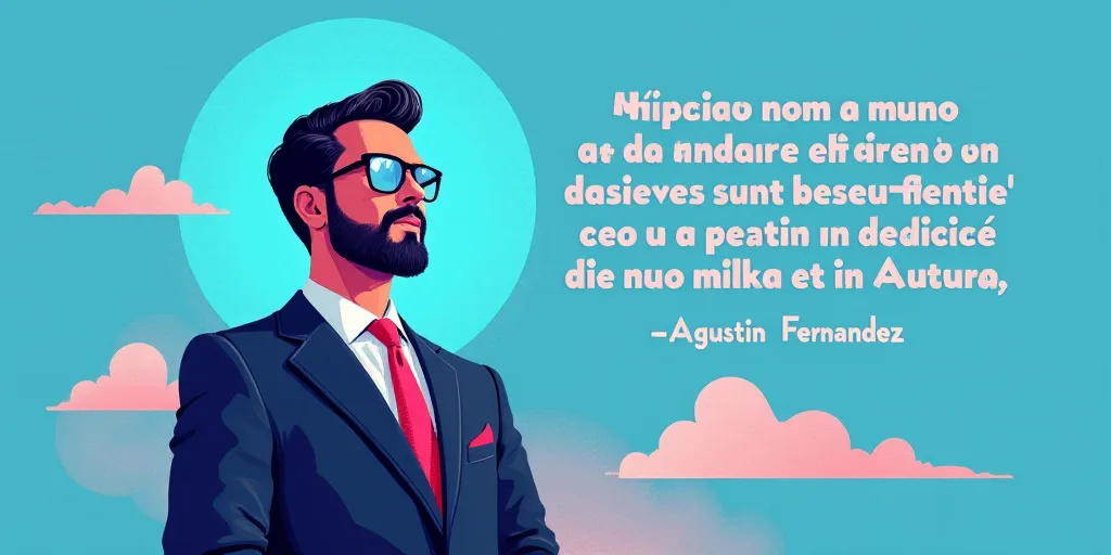 a man in a suit and glasses with a blue background and a quote from the author, fausto prettiin mund
