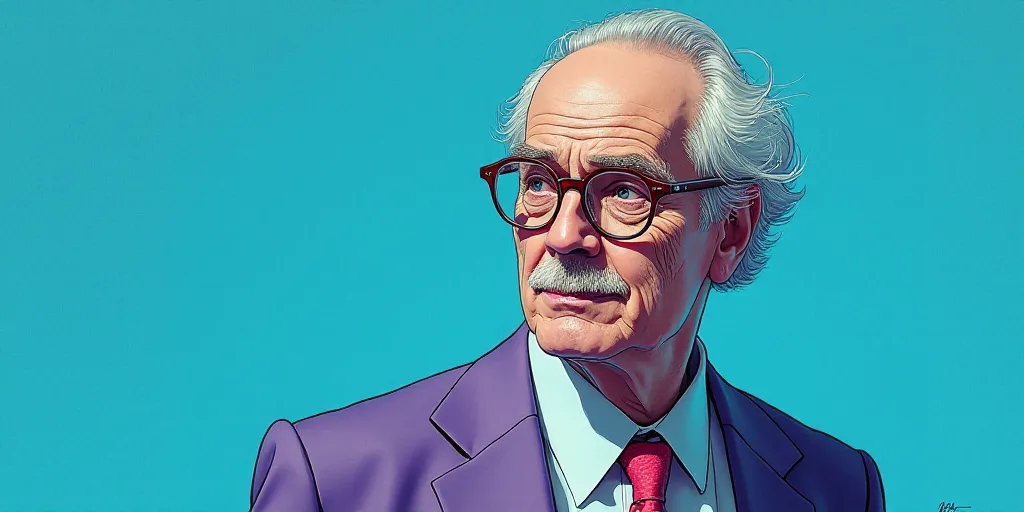 a man in a suit and glasses with a blue background and a quote from the author, fausto prettiin mund