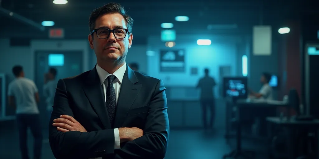 a man in a suit and glasses with his arms crossed, with the words jose angel tinoco on it, Aníbal V