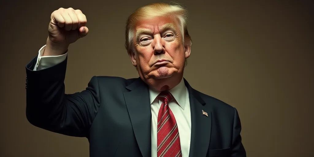 a man in a suit and tie holding his fist up in the air with his right hand up in the air, Donald Rol