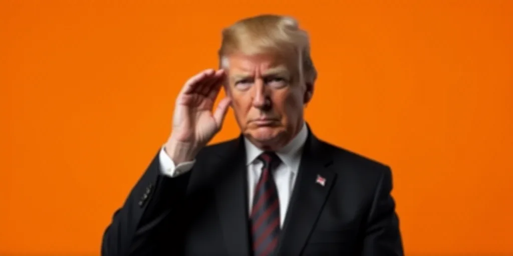 a man in a suit and tie holding his hand up to his ear and looking at the camera with a serious look