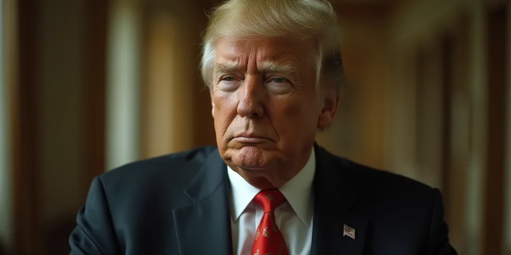 a man in a suit and tie looking at the camera with a serious look on his face and shoulder, Donald R