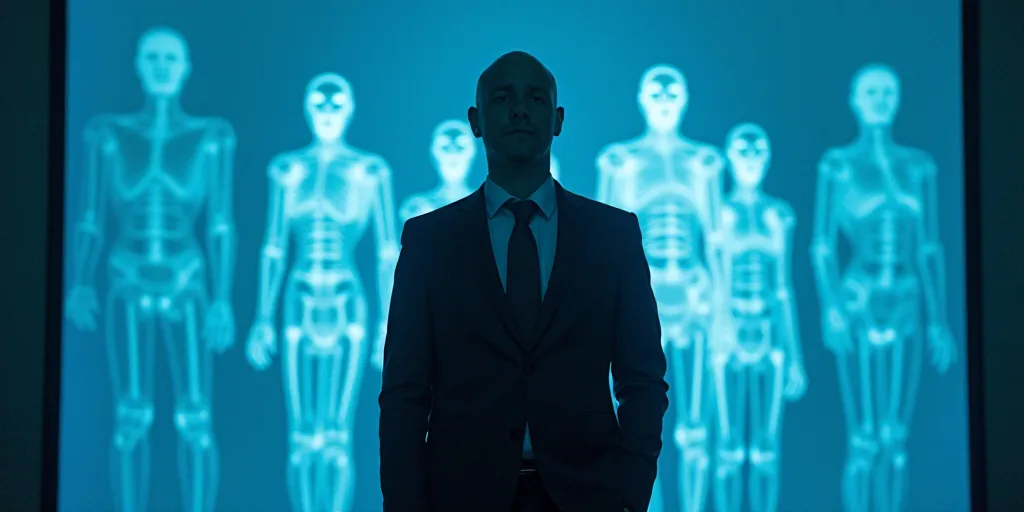 a man in a suit and tie standing in front of a blue background with a black and white photo, Edward