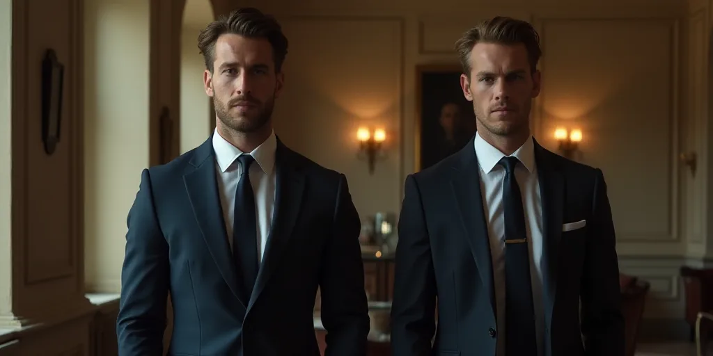 a man in a suit and tie standing next to another man in a suit and tie in a room, Donald Roller Wils