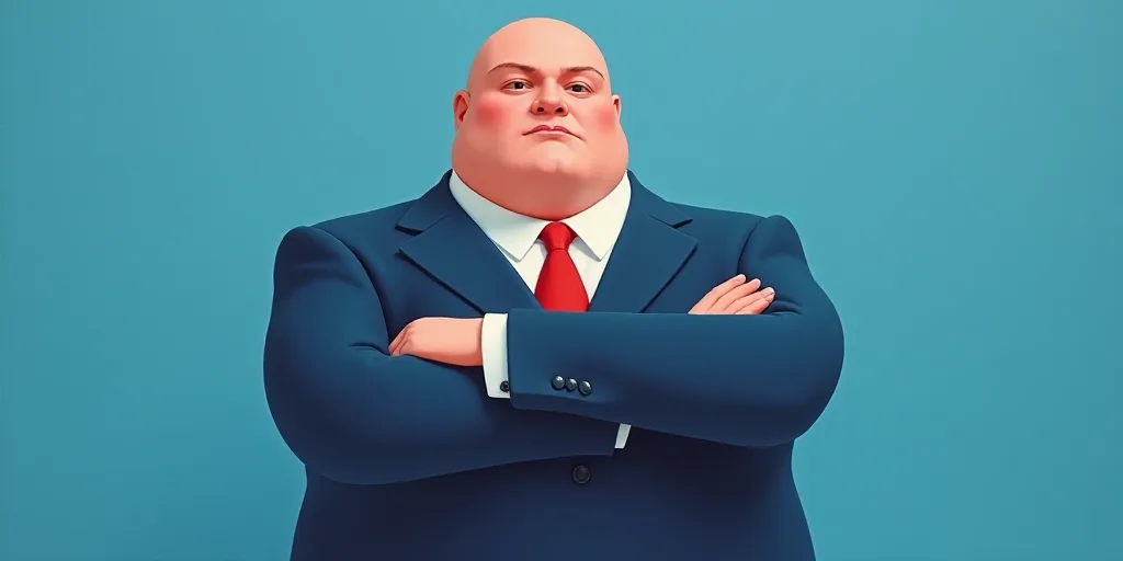 a man in a suit and tie with his arms crossed and his arms crossed, with a blue background, Fernando