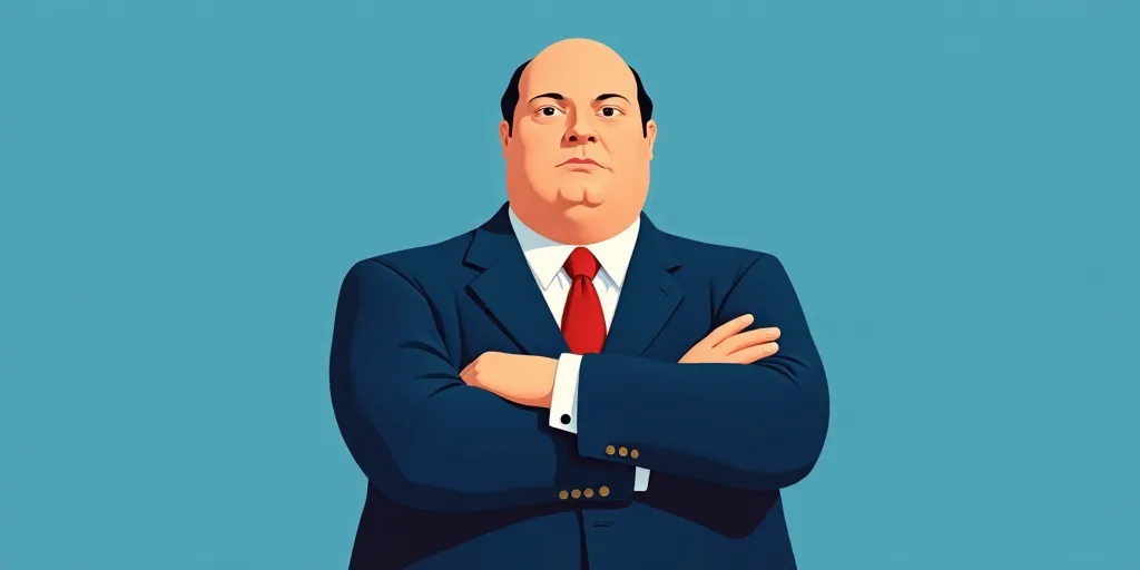 a man in a suit and tie with his arms crossed and his arms crossed, with a blue background, Fernando