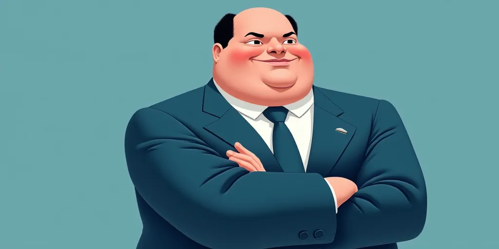 a man in a suit and tie with his arms crossed and his arms crossed, with a blue background, Fernando
