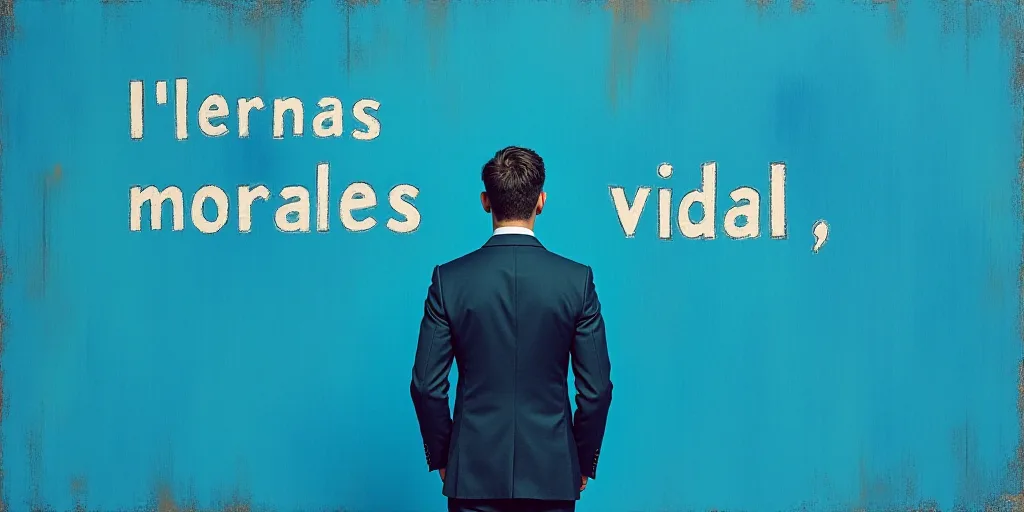 a man in a suit standing in front of a blue background with the words vidal llernas morales, Eduardo