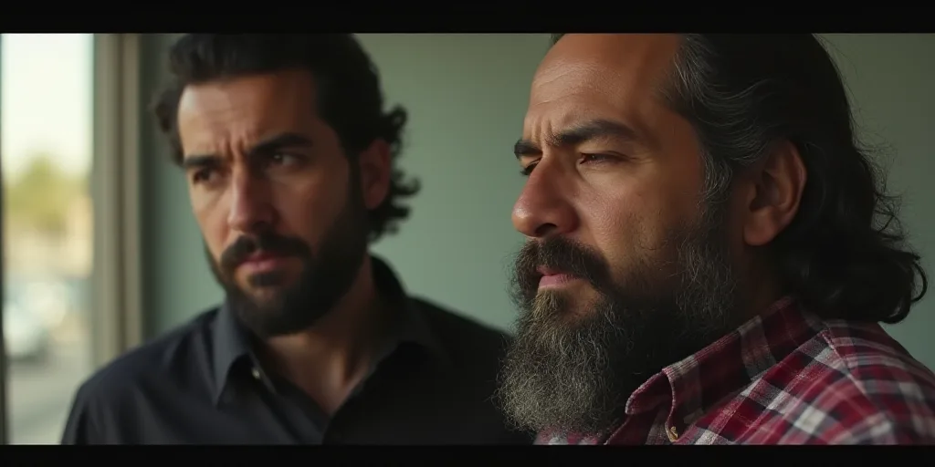a man with a beard and a beard standing next to a man with a beard and a plaid shirt, Estuardo Maldo