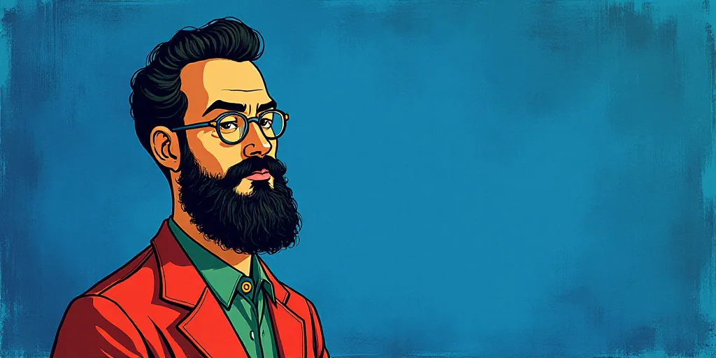 a man with a beard and glasses standing in front of a blue background with the words, el pasonista,