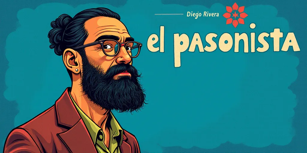 a man with a beard and glasses standing in front of a blue background with the words, el pasonista,