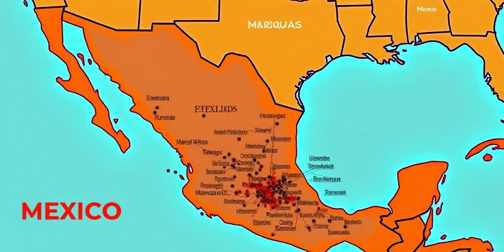 a map of mexico with the names of cities and their respective cities in spanish and english, and a d