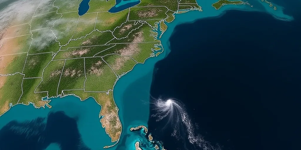 a map of the tropical storm system showing the path of the hurricane to the us and the atlantic coas