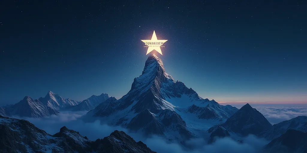 a mountain with stars and a star around it with the word paramount written in the middle of it and a