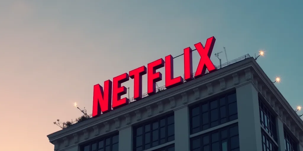 a netflix sign is shown on top of a building in the city of los angeles, california, usa, Avgust Če