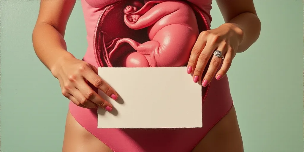 a person holding a card with a picture of a fetus in it's stomach and a piece of paper in their hand
