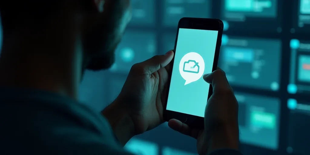 a person holding a phone with a chat icon on the screen and a chat icon on the screen with a chat ic