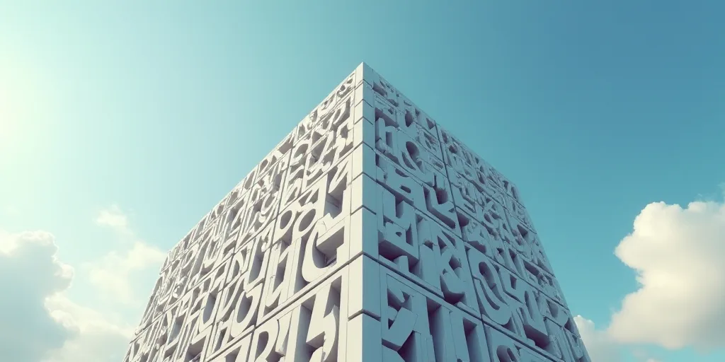 a picture of a building with a lot of numbers on it and a sky background with a few clouds, Enguerra