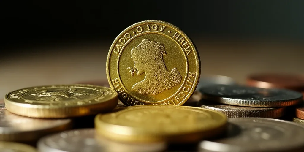 a pile of coins with a mexican coin on top of it's side and a coin on the bottom, Aquirax Uno, 16k,