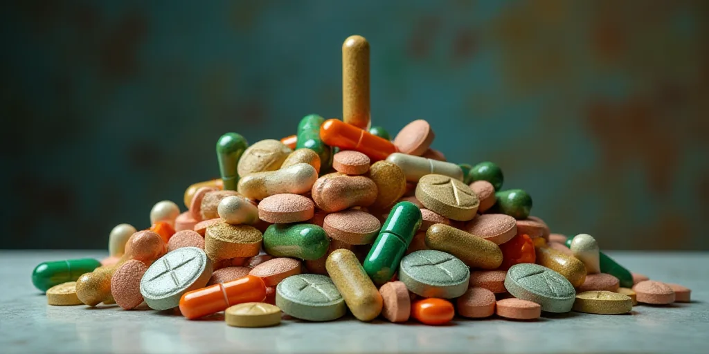a pile of pills and contraptions sitting on top of each other on a table top in a pile, Aquirax Uno,