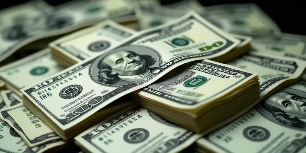 a pile of twenty dollar bills with a lot of money in the middle of it, with a lot of twenty dollar b