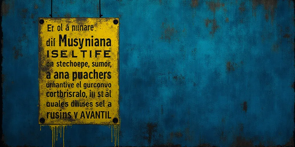 a poster with a blue background and a yellow border with words in spanish and english on it, and a b