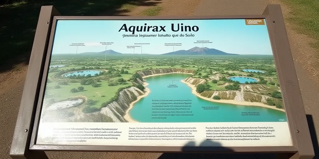 a poster with a description of the different areas of the area in spanish and english, with the capt