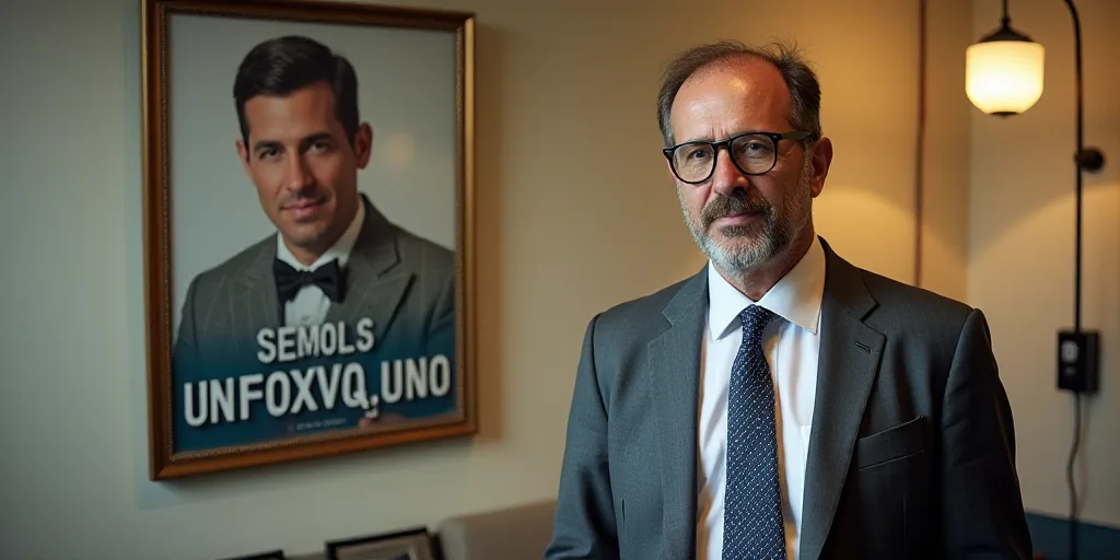 a poster with a picture of a man in a suit and tie, and a caption that reads repunta moroisad del in