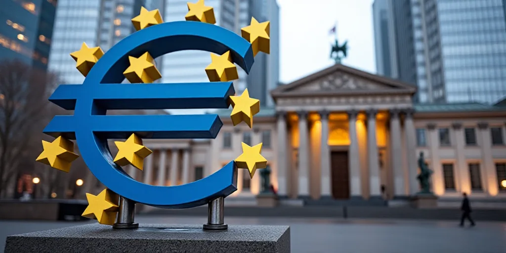 a sign for a european central bank in front of a building in the city of london, england, uk, Évari