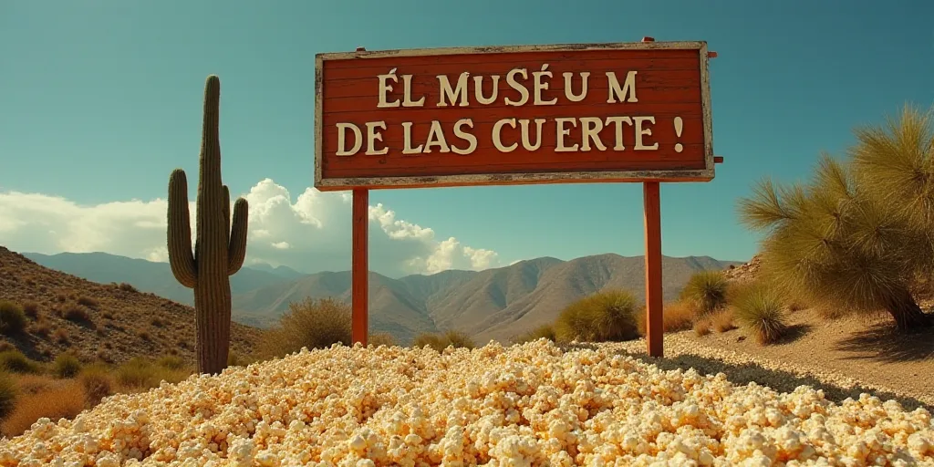 a sign that is above a sign that says el museum de la suerte in spanish and spanish, with a lot of p