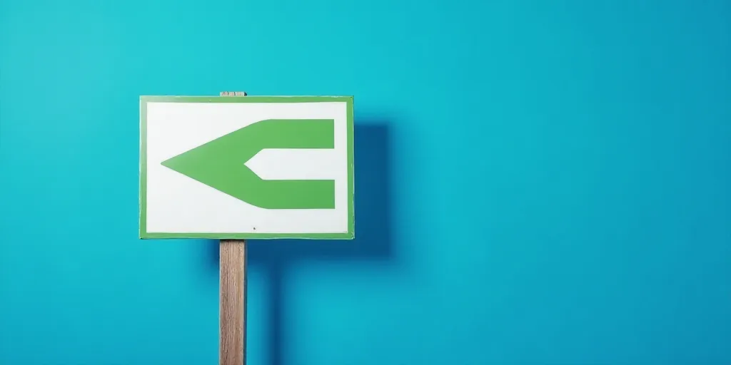 a sign with a green arrow pointing to the right and a blue background with a green arrow pointing to
