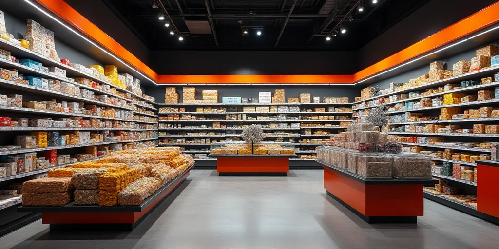 a store display with a lot of products on it's shelves and a lot of other items on the shelves, Éva