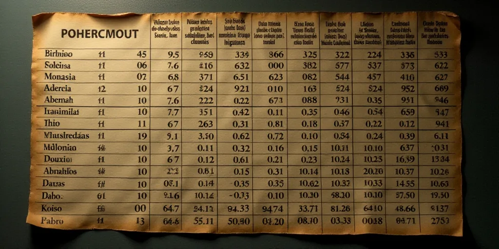 a table with numbers and dates for different countries in spanish and english, and a line of numbers