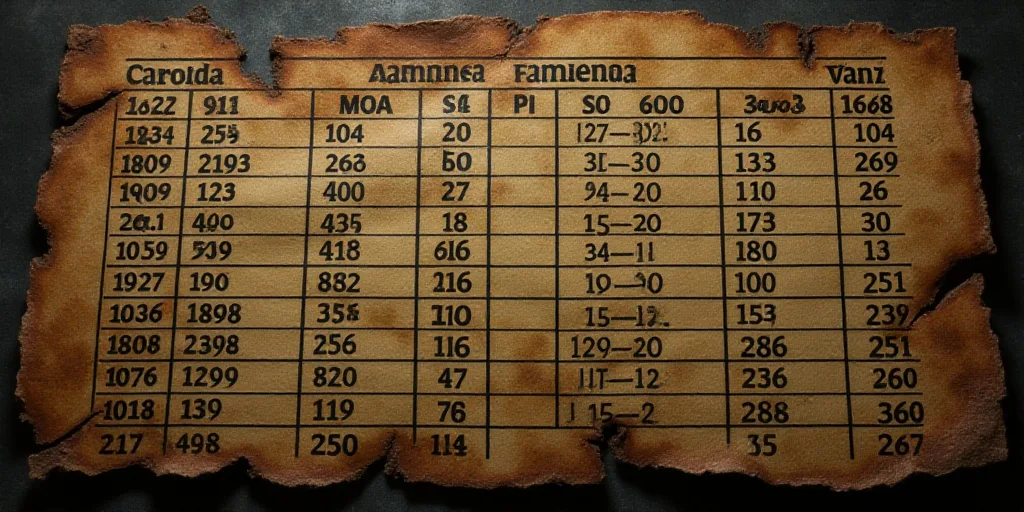 a table with numbers and dates for different countries in spanish and english, and a line of numbers