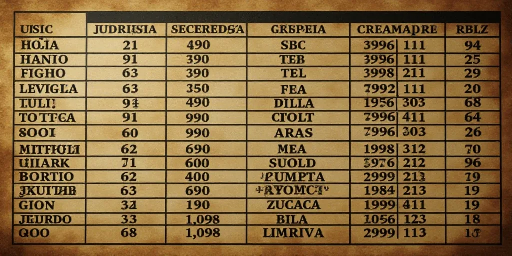 a table with numbers and dates for different countries in spanish and english, and a line of numbers