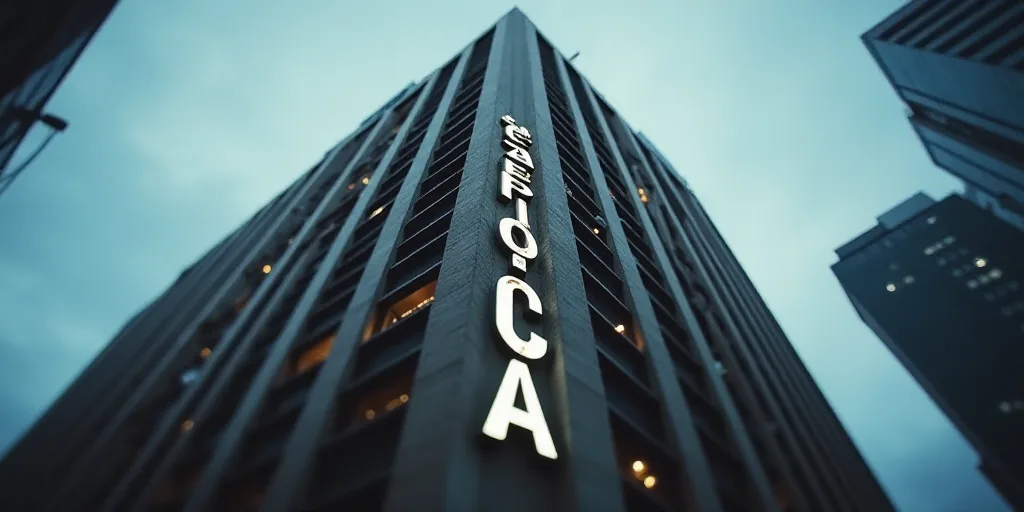 a tall building with a sign on the side of it that says telefonica on the side of it, Carpoforo Tenc